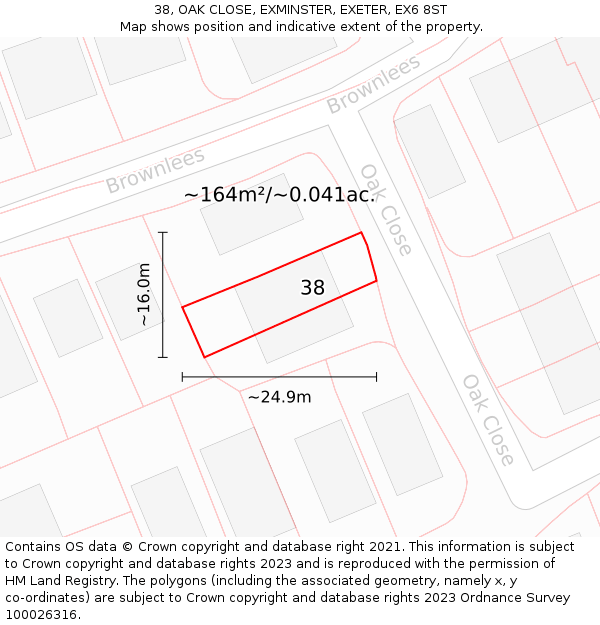 38, OAK CLOSE, EXMINSTER, EXETER, EX6 8ST: Plot and title map