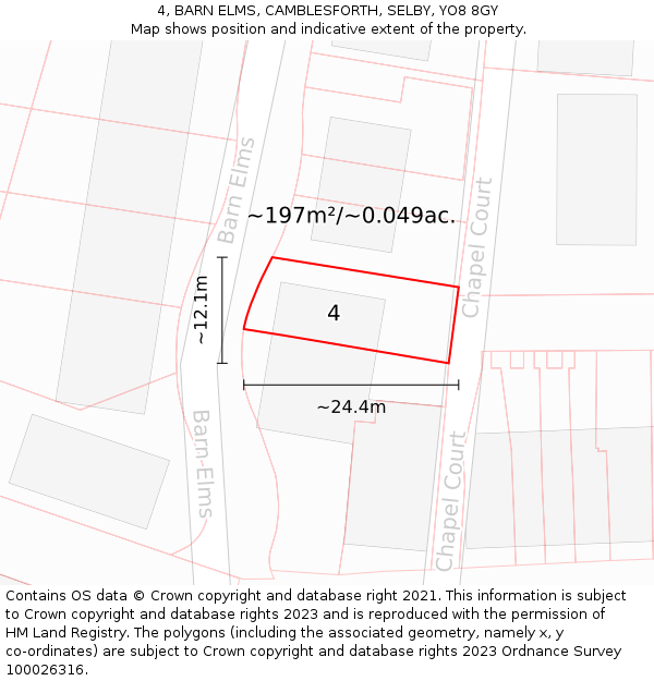 4, BARN ELMS, CAMBLESFORTH, SELBY, YO8 8GY: Plot and title map