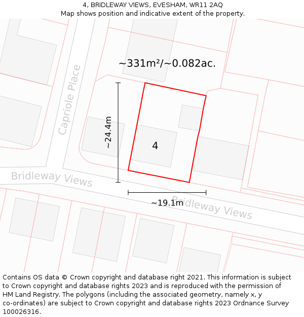 4, BRIDLEWAY VIEWS, EVESHAM, WR11 2AQ: Plot and title map