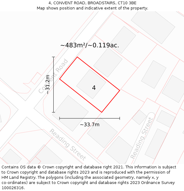4, CONVENT ROAD, BROADSTAIRS, CT10 3BE: Plot and title map