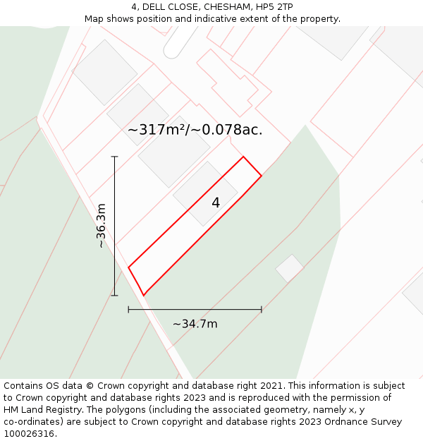 4, DELL CLOSE, CHESHAM, HP5 2TP: Plot and title map