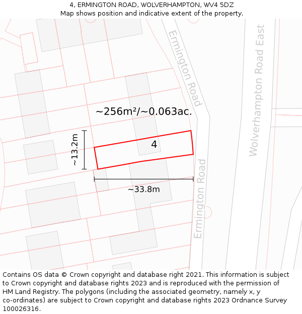 4, ERMINGTON ROAD, WOLVERHAMPTON, WV4 5DZ: Plot and title map