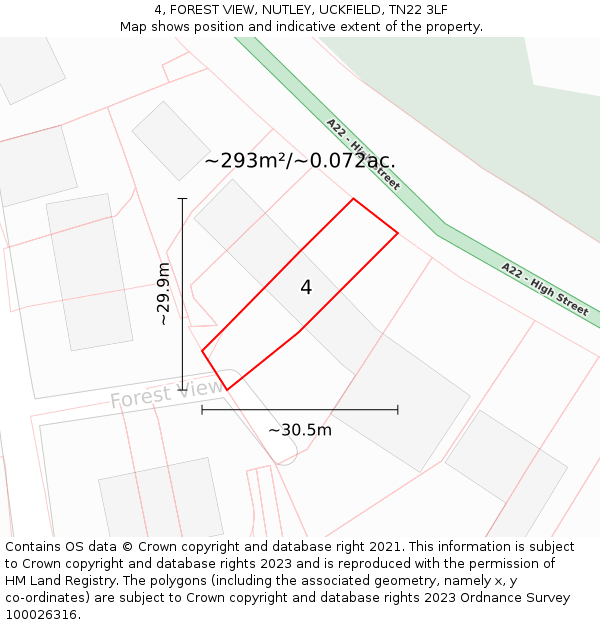 4, FOREST VIEW, NUTLEY, UCKFIELD, TN22 3LF: Plot and title map
