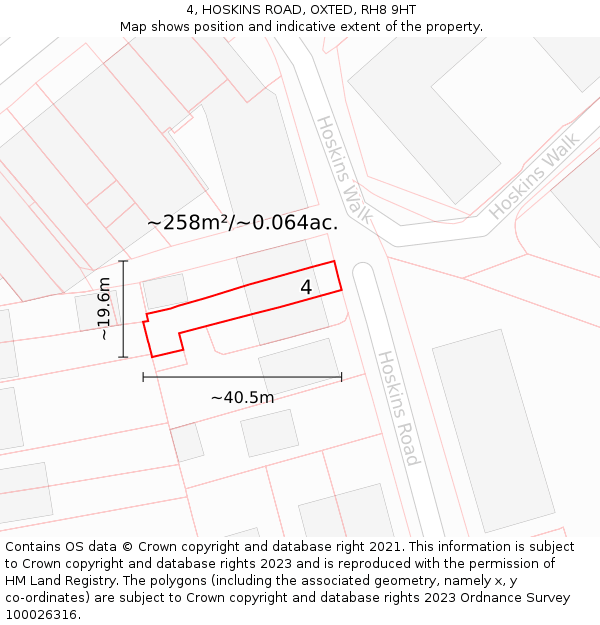4, HOSKINS ROAD, OXTED, RH8 9HT: Plot and title map