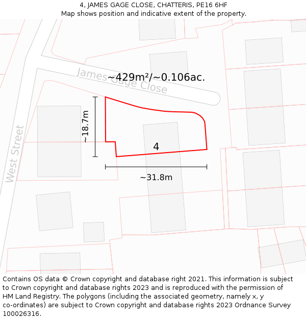 4, JAMES GAGE CLOSE, CHATTERIS, PE16 6HF: Plot and title map