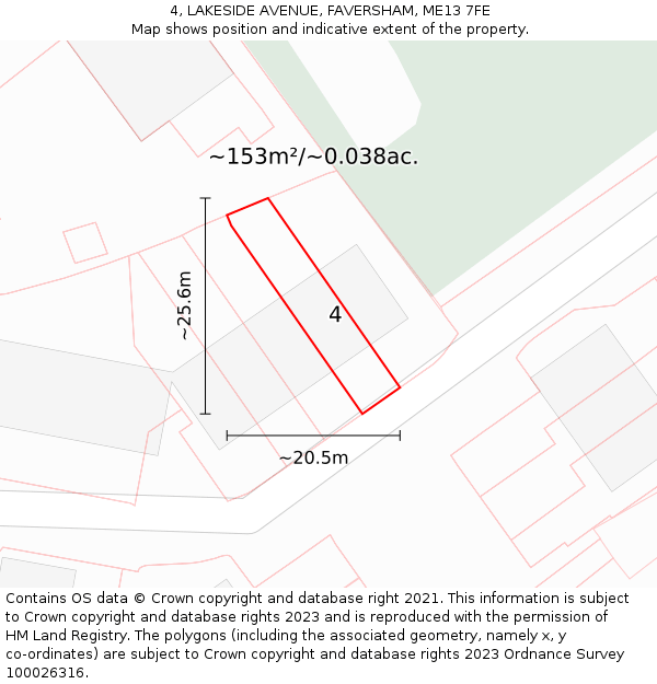 4, LAKESIDE AVENUE, FAVERSHAM, ME13 7FE: Plot and title map