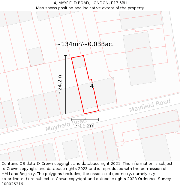 4, MAYFIELD ROAD, LONDON, E17 5RH: Plot and title map