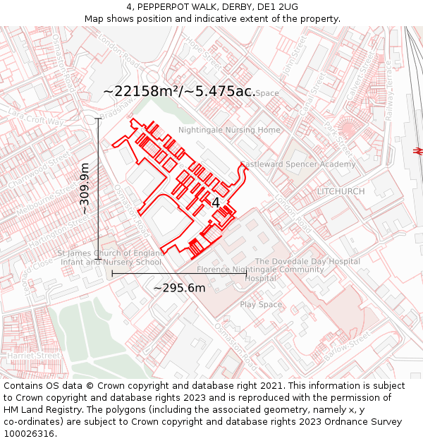 4, PEPPERPOT WALK, DERBY, DE1 2UG: Plot and title map