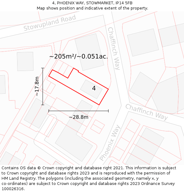 4, PHOENIX WAY, STOWMARKET, IP14 5FB: Plot and title map