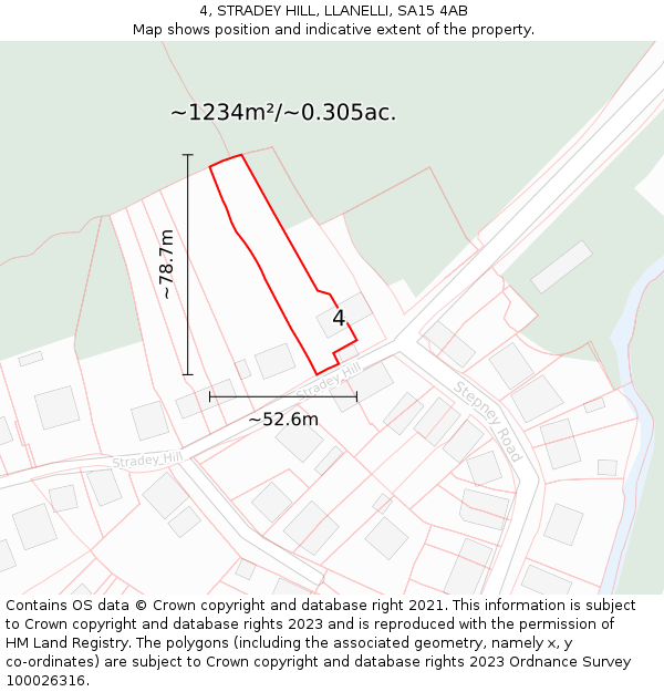 4, STRADEY HILL, LLANELLI, SA15 4AB: Plot and title map