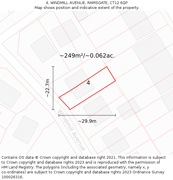 4, WINDMILL AVENUE, RAMSGATE, CT12 6QP: Plot and title map