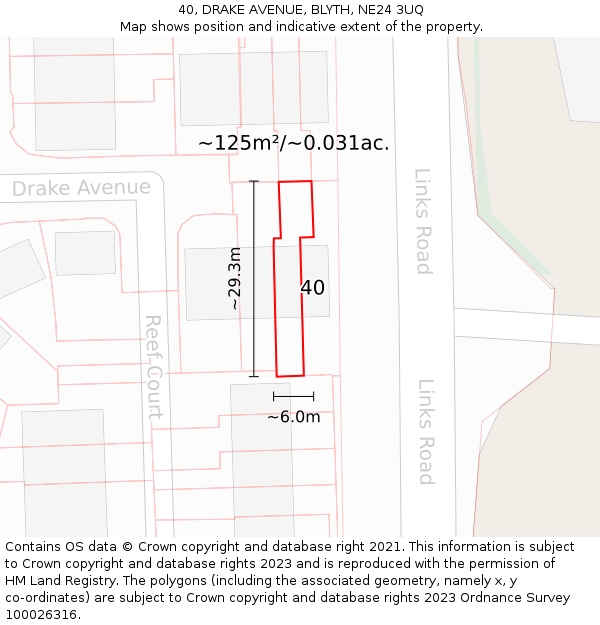 40, DRAKE AVENUE, BLYTH, NE24 3UQ: Plot and title map