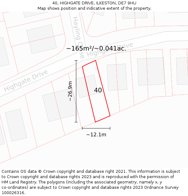 40, HIGHGATE DRIVE, ILKESTON, DE7 9HU: Plot and title map