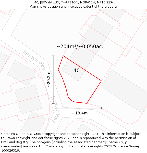 40, JERMYN WAY, THARSTON, NORWICH, NR15 2ZA: Plot and title map