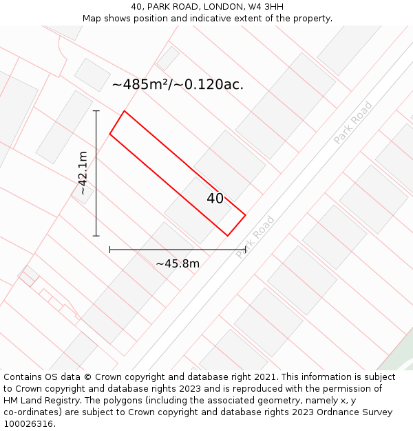 40, PARK ROAD, LONDON, W4 3HH: Plot and title map