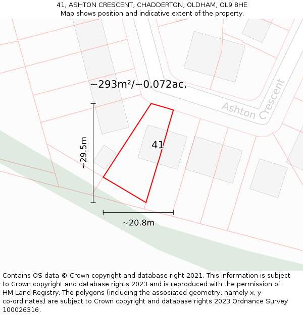 41, ASHTON CRESCENT, CHADDERTON, OLDHAM, OL9 8HE: Plot and title map