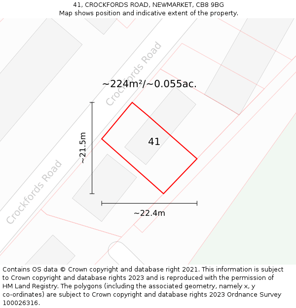 41, CROCKFORDS ROAD, NEWMARKET, CB8 9BG: Plot and title map