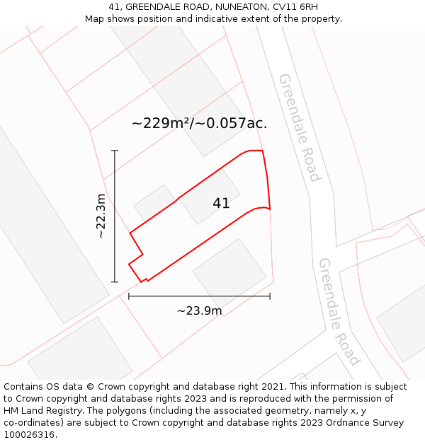 41, GREENDALE ROAD, NUNEATON, CV11 6RH: Plot and title map