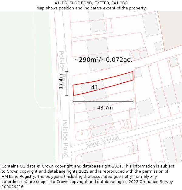 41, POLSLOE ROAD, EXETER, EX1 2DR: Plot and title map