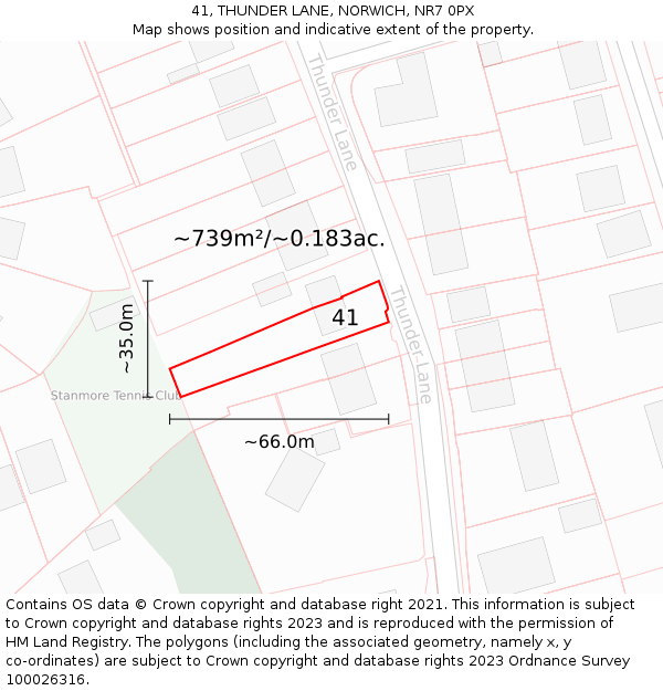 41, THUNDER LANE, NORWICH, NR7 0PX: Plot and title map