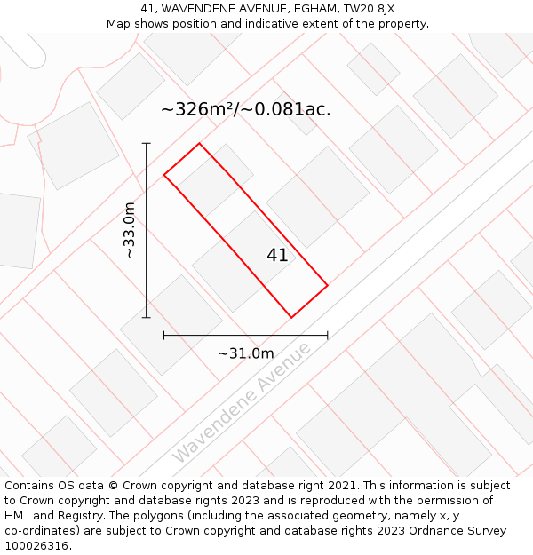 41, WAVENDENE AVENUE, EGHAM, TW20 8JX: Plot and title map