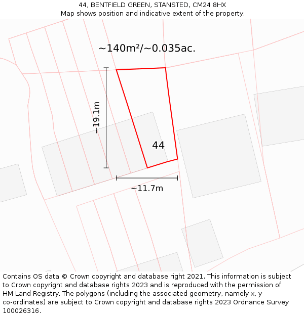 44, BENTFIELD GREEN, STANSTED, CM24 8HX: Plot and title map