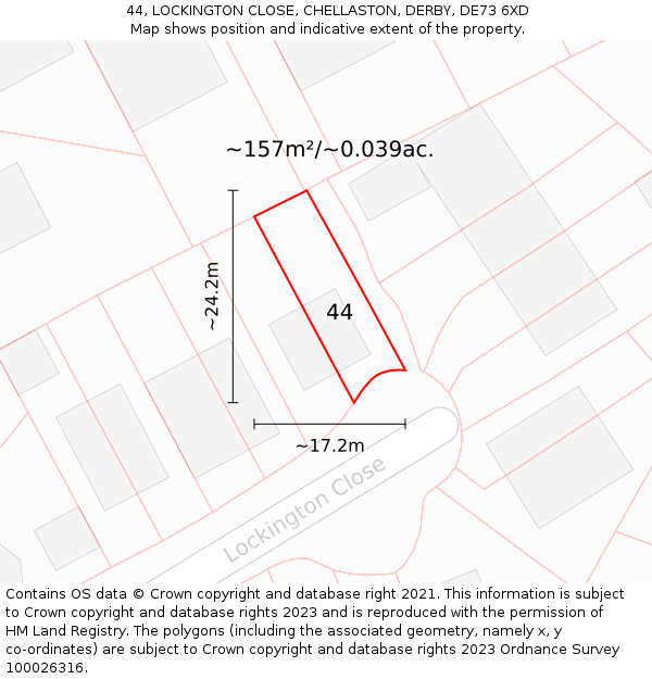 44, LOCKINGTON CLOSE, CHELLASTON, DERBY, DE73 6XD: Plot and title map
