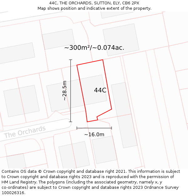 44C, THE ORCHARDS, SUTTON, ELY, CB6 2PX: Plot and title map