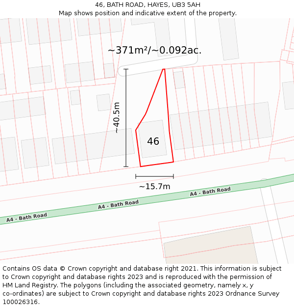 46, BATH ROAD, HAYES, UB3 5AH: Plot and title map