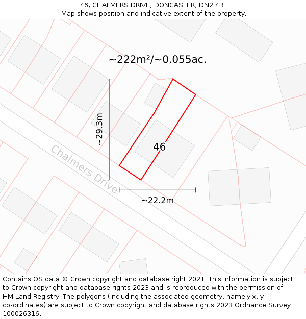 46, CHALMERS DRIVE, DONCASTER, DN2 4RT: Plot and title map