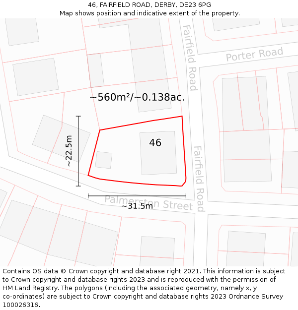 46, FAIRFIELD ROAD, DERBY, DE23 6PG: Plot and title map