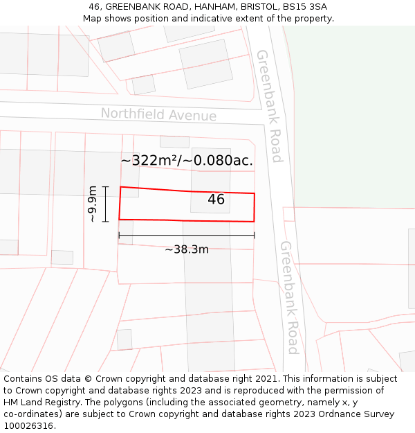 46, GREENBANK ROAD, HANHAM, BRISTOL, BS15 3SA: Plot and title map