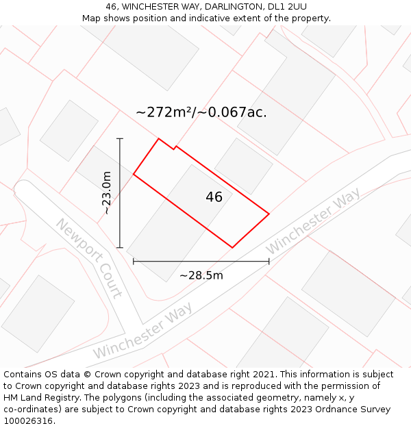 46, WINCHESTER WAY, DARLINGTON, DL1 2UU: Plot and title map