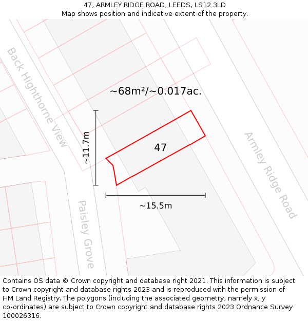 47, ARMLEY RIDGE ROAD, LEEDS, LS12 3LD: Plot and title map