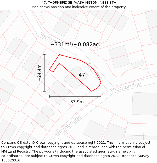 47, THORNBRIDGE, WASHINGTON, NE38 8TH: Plot and title map