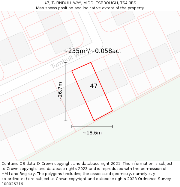 47, TURNBULL WAY, MIDDLESBROUGH, TS4 3RS: Plot and title map