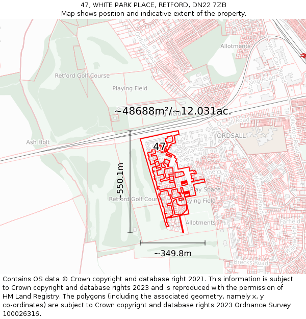 47, WHITE PARK PLACE, RETFORD, DN22 7ZB: Plot and title map