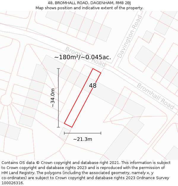 48, BROMHALL ROAD, DAGENHAM, RM8 2BJ: Plot and title map