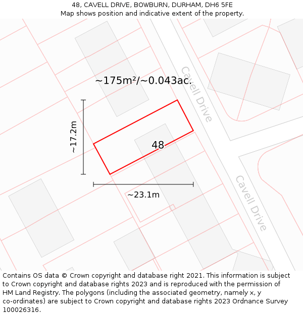 48, CAVELL DRIVE, BOWBURN, DURHAM, DH6 5FE: Plot and title map