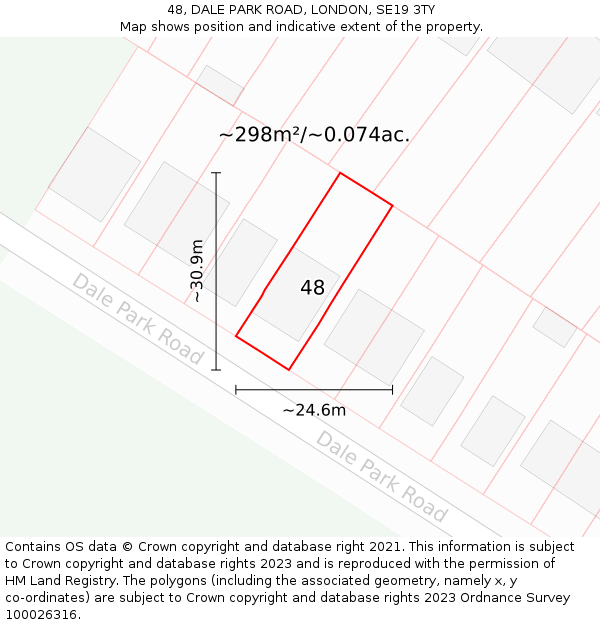 48, DALE PARK ROAD, LONDON, SE19 3TY: Plot and title map