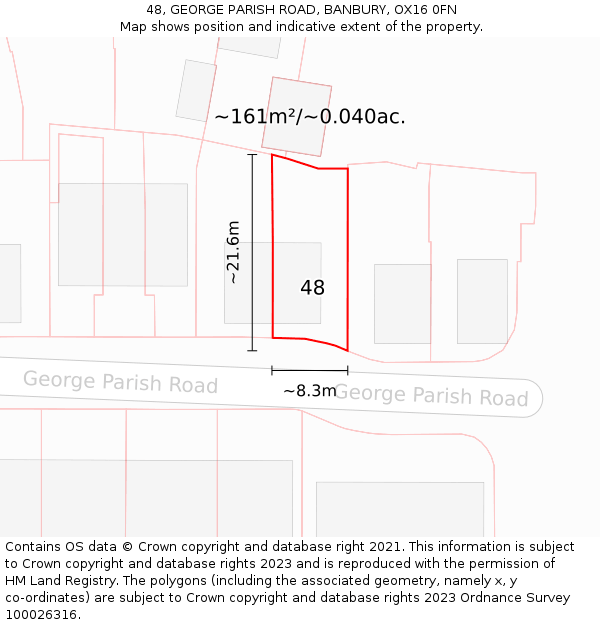 48, GEORGE PARISH ROAD, BANBURY, OX16 0FN: Plot and title map