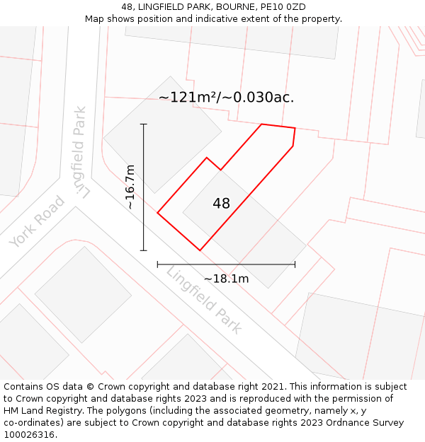 48, LINGFIELD PARK, BOURNE, PE10 0ZD: Plot and title map