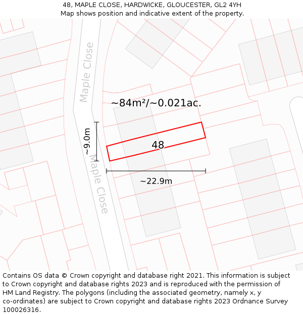 48, MAPLE CLOSE, HARDWICKE, GLOUCESTER, GL2 4YH: Plot and title map