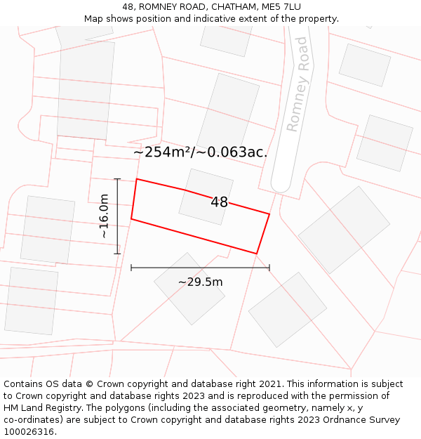 48, ROMNEY ROAD, CHATHAM, ME5 7LU: Plot and title map