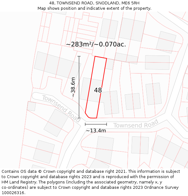 48, TOWNSEND ROAD, SNODLAND, ME6 5RH: Plot and title map