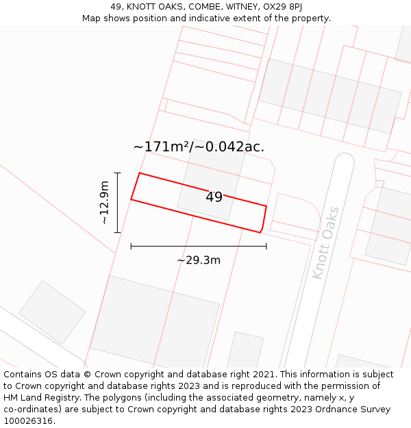 49, KNOTT OAKS, COMBE, WITNEY, OX29 8PJ: Plot and title map