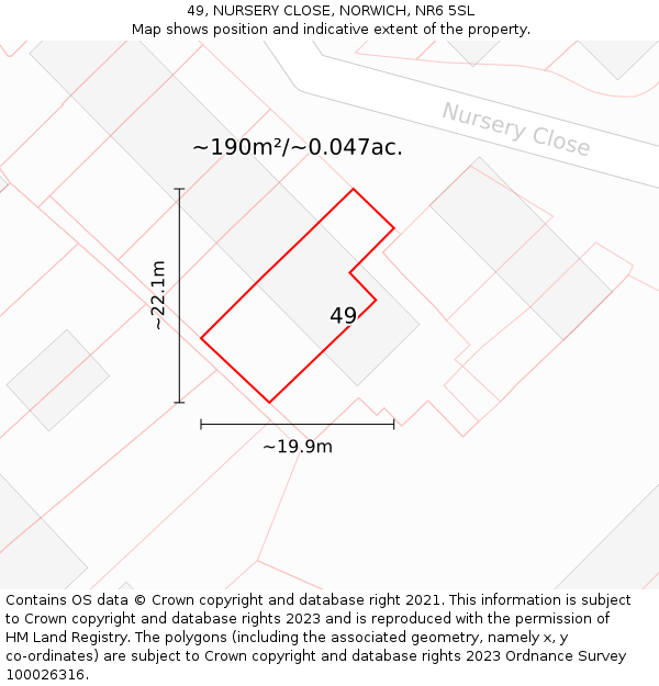 49, NURSERY CLOSE, NORWICH, NR6 5SL: Plot and title map