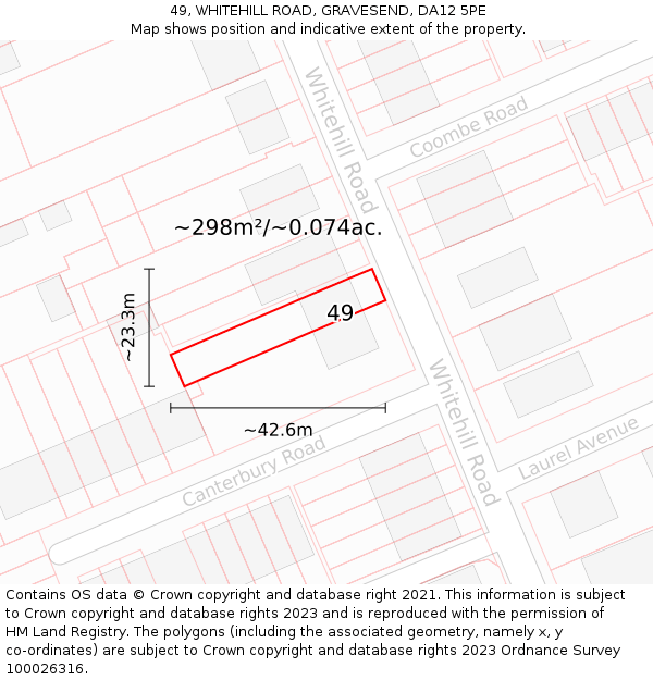49, WHITEHILL ROAD, GRAVESEND, DA12 5PE: Plot and title map