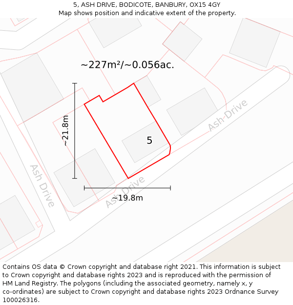 5, ASH DRIVE, BODICOTE, BANBURY, OX15 4GY: Plot and title map