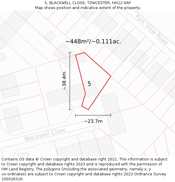 5, BLACKWELL CLOSE, TOWCESTER, NN12 6AP: Plot and title map